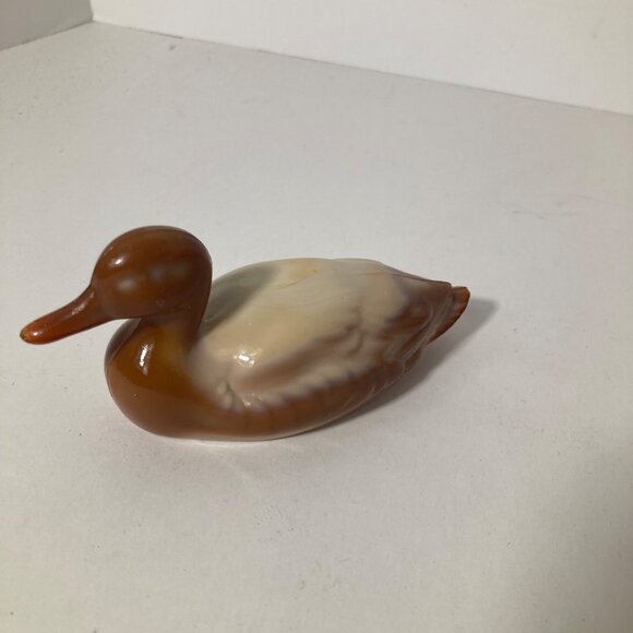 Fenton Chocolate Slag Glass Mallard Duck Figurine 2 x 5